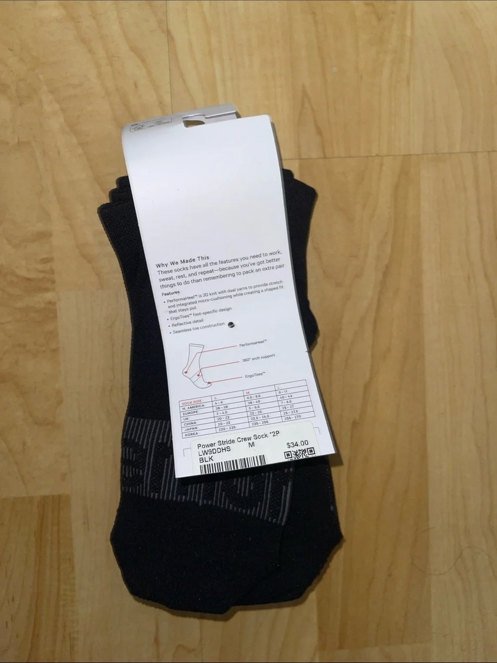 NWT Lululemon Power Stride Crew Sock *2 Pack